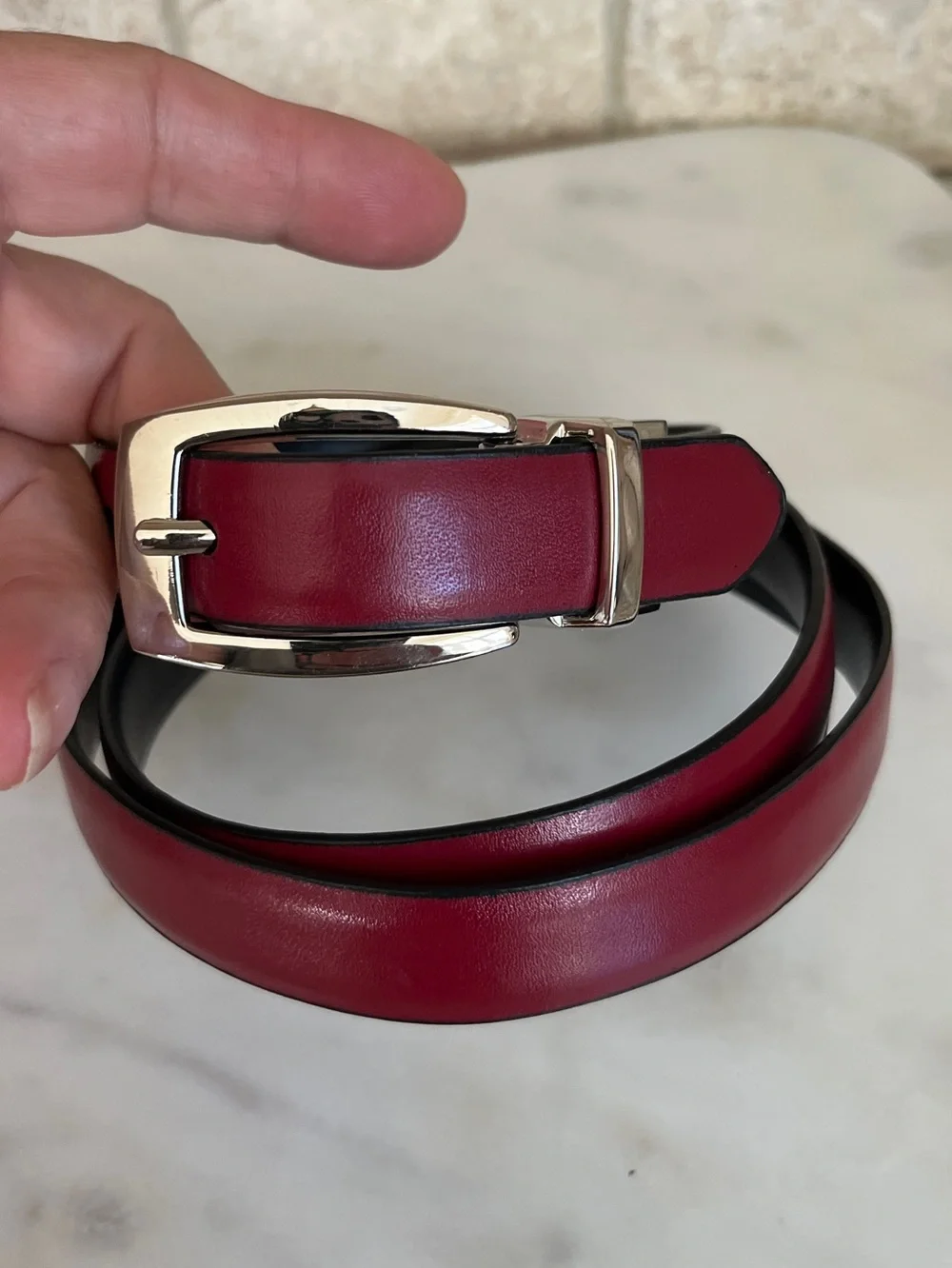 Brighton Reversible Black and Red Leather Belt